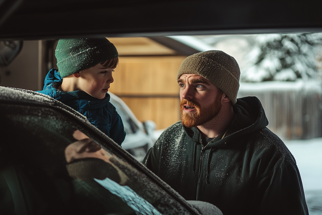 Un homme parle à un enfant | Source : Midjourney