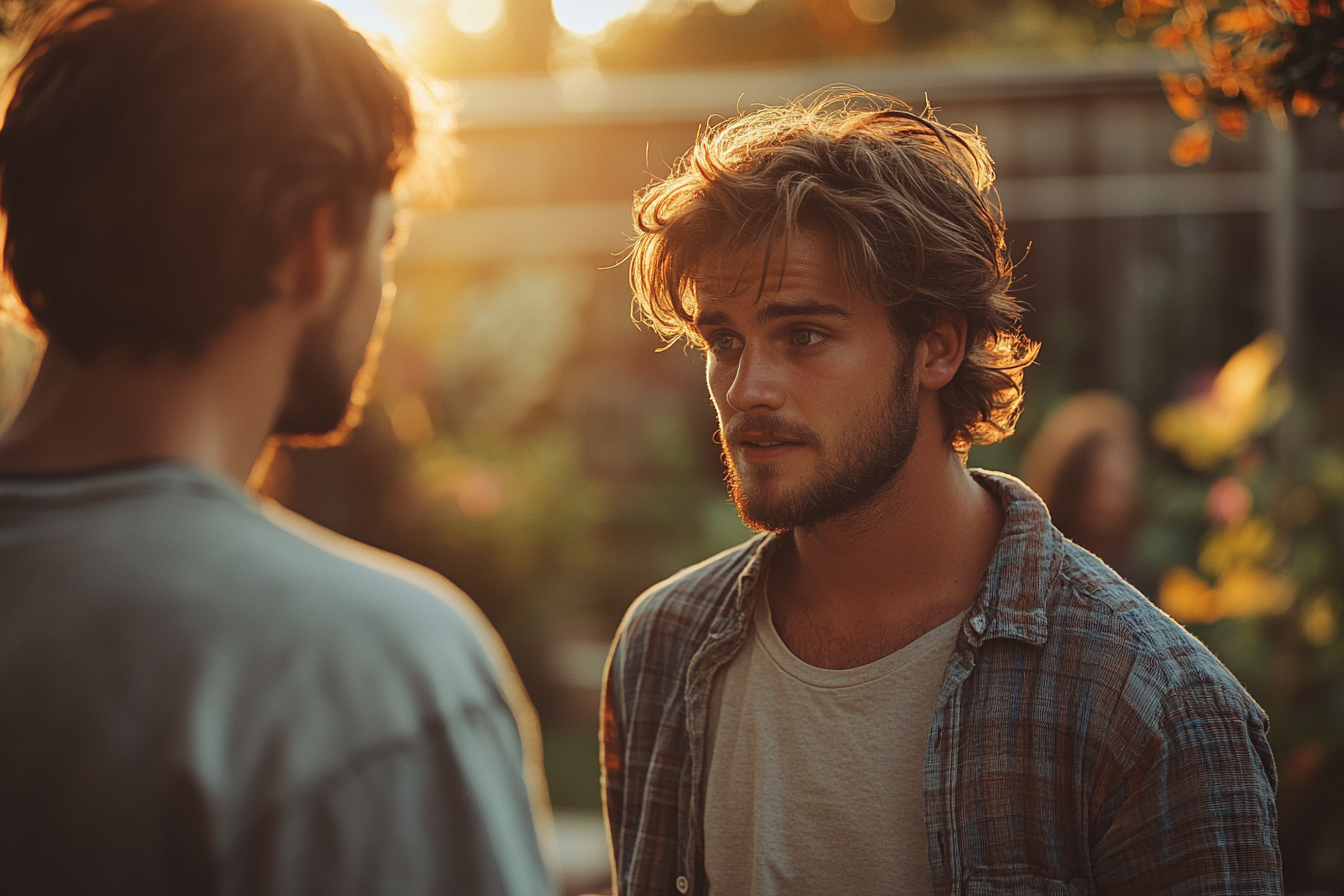 Des hommes ayant une conversation sérieuse | Source : Midjourney