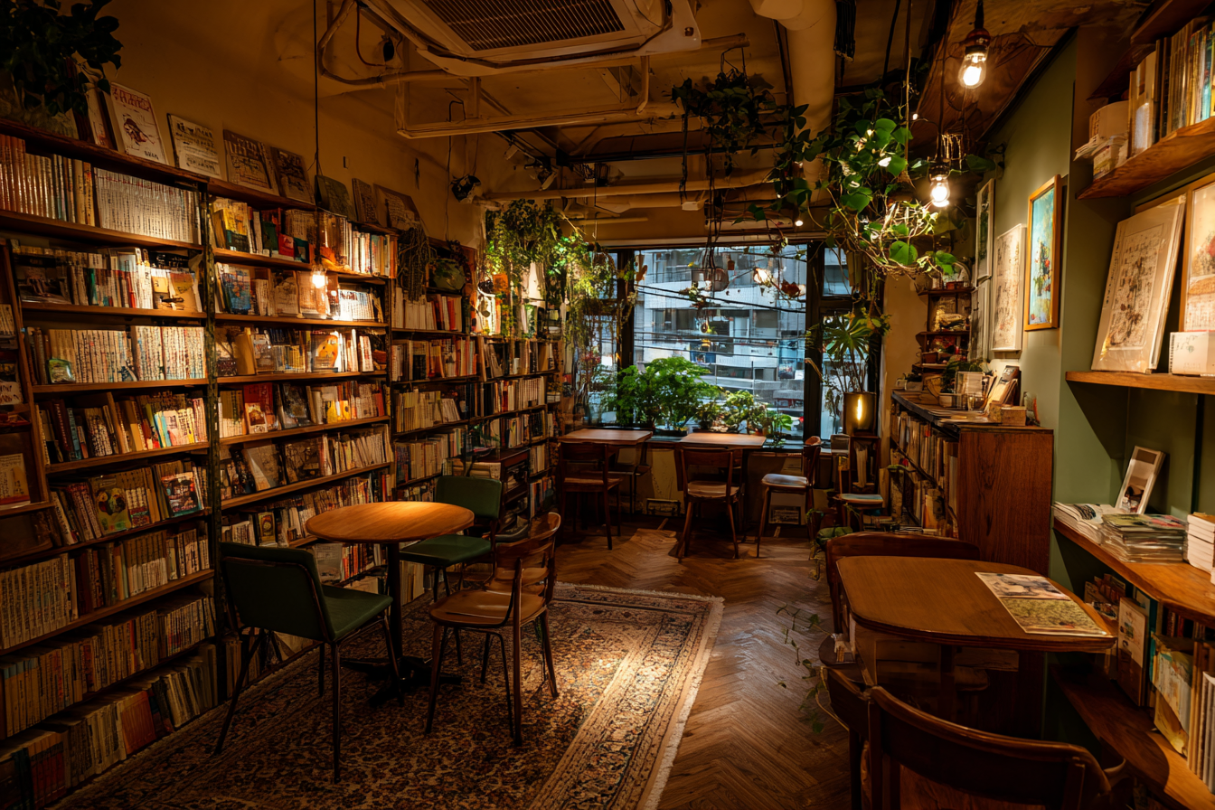 Un café librairie | Source : Midjourney