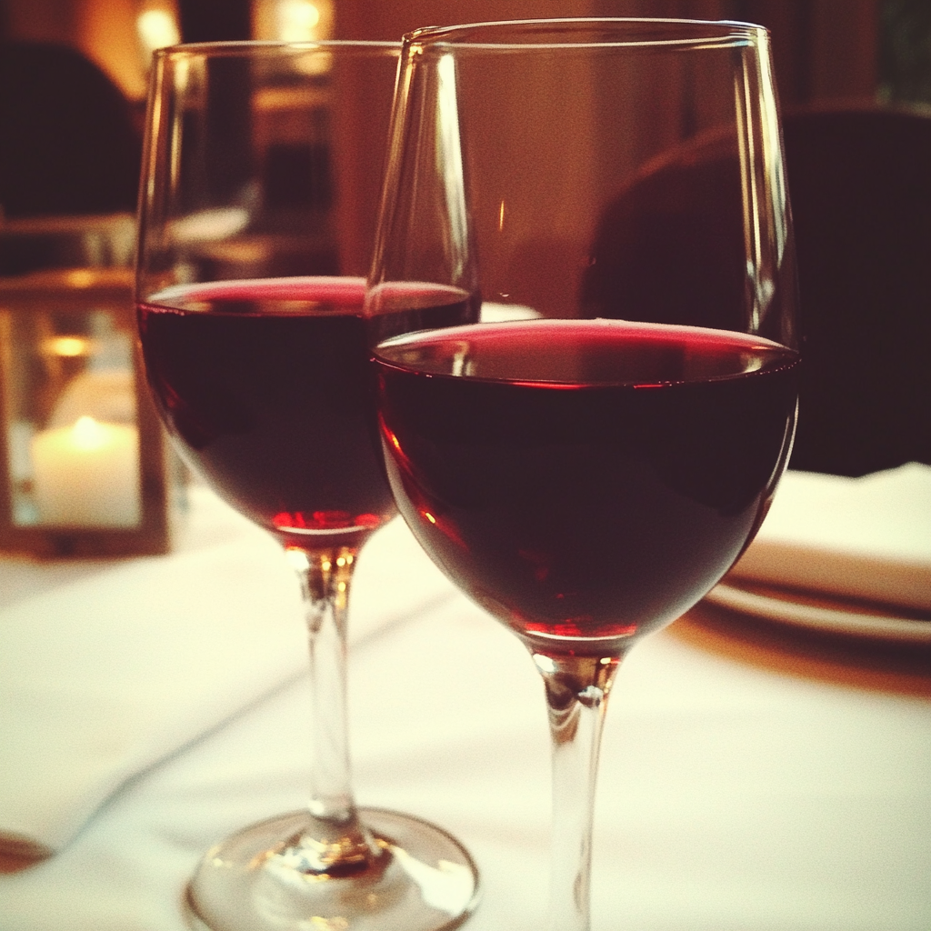 Deux verres de vin sur une table | Source : Midjourney