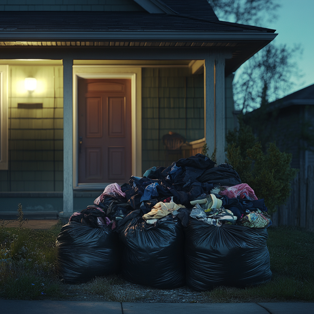 Sacs poubelles à l'extérieur d'une maison | Source : Midjourney