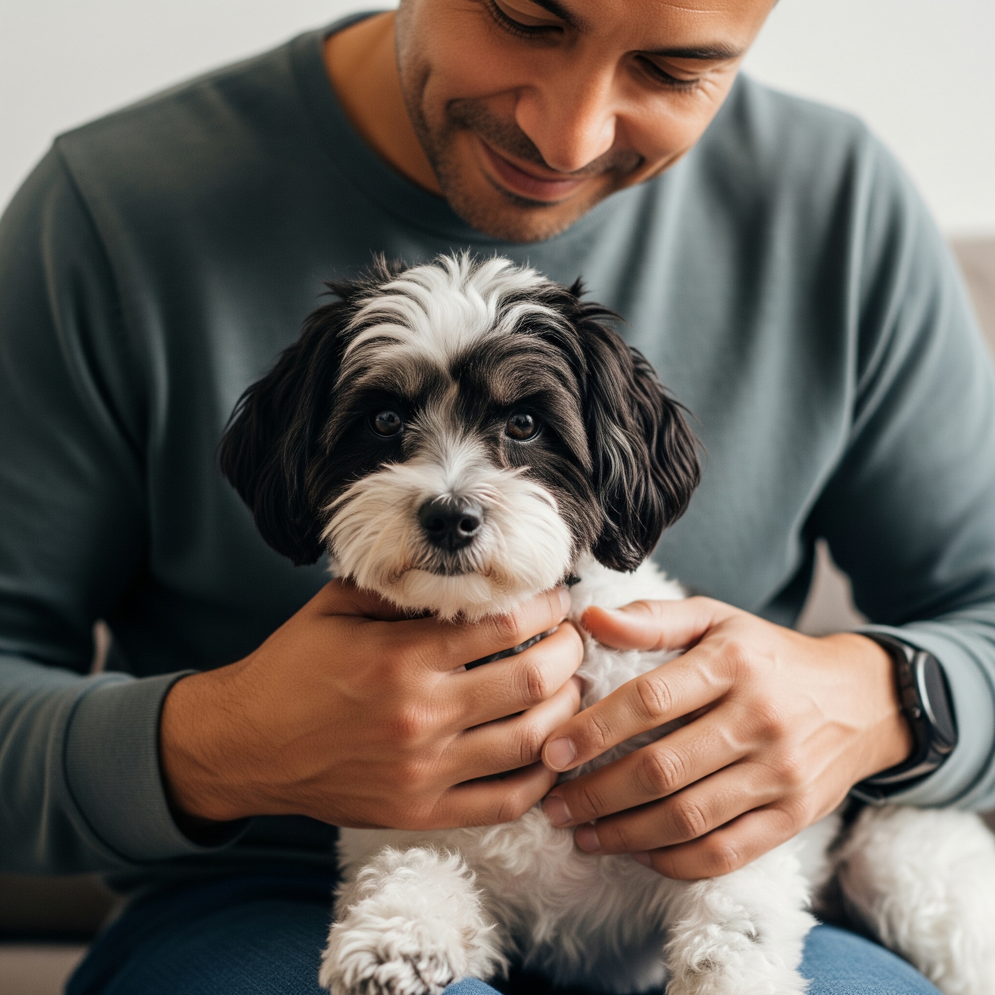 Un homme tenant son chien | Source : Gemini