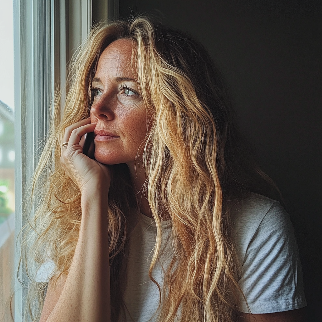 Une jeune femme qui parle au téléphone | Source : Midjourney