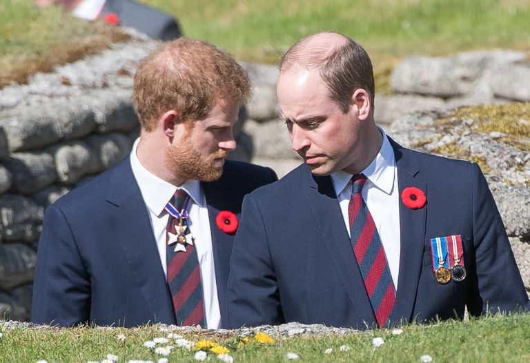 Le prince William et le prince Harry lors des commémorations du 100e anniversaire de la bataille de la crête de Vimy, le 9 avril 2017 à Lille, en France. | Source : Getty Images