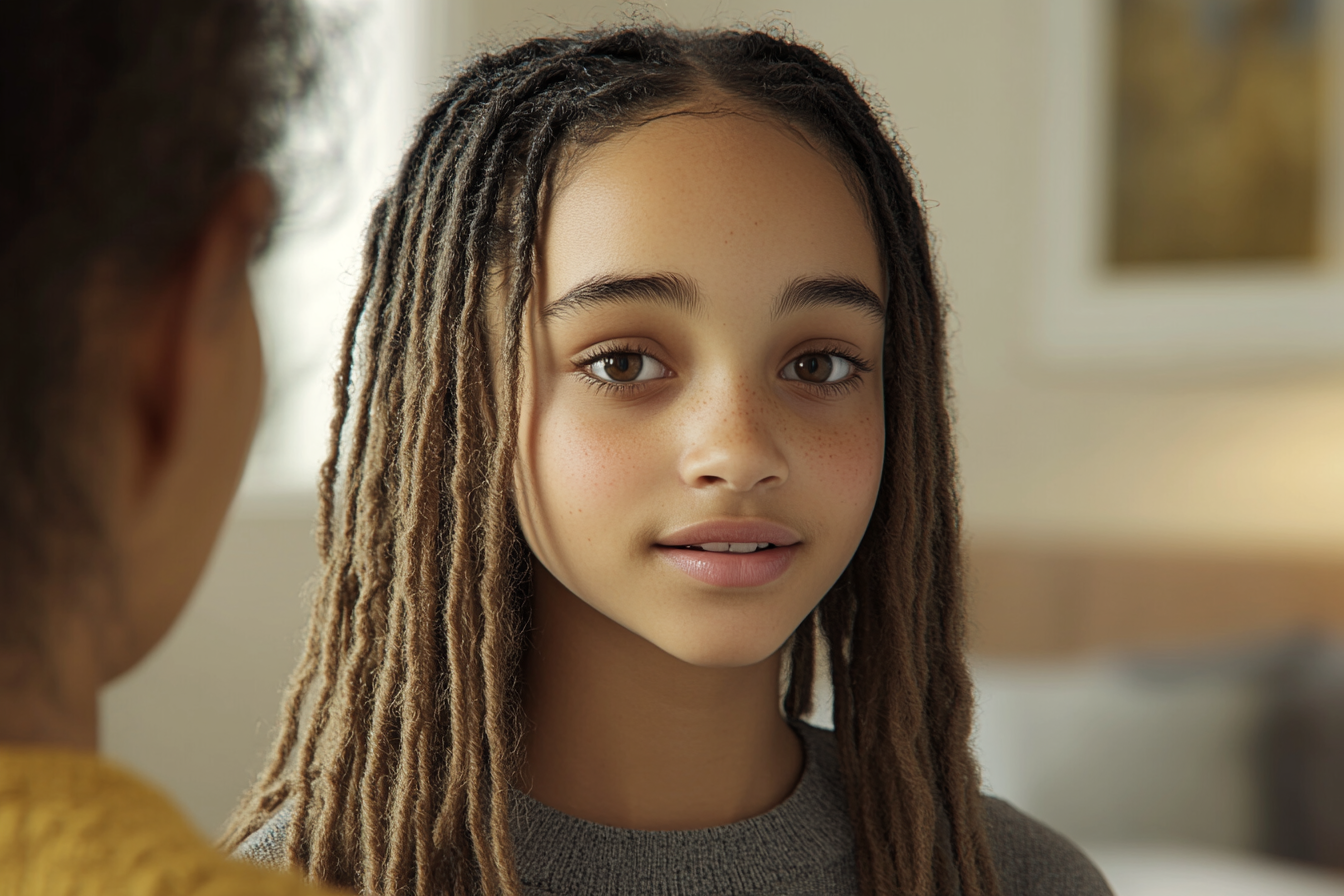 Une fille qui regarde ailleurs tout en parlant à sa mère | Source : Midjourney