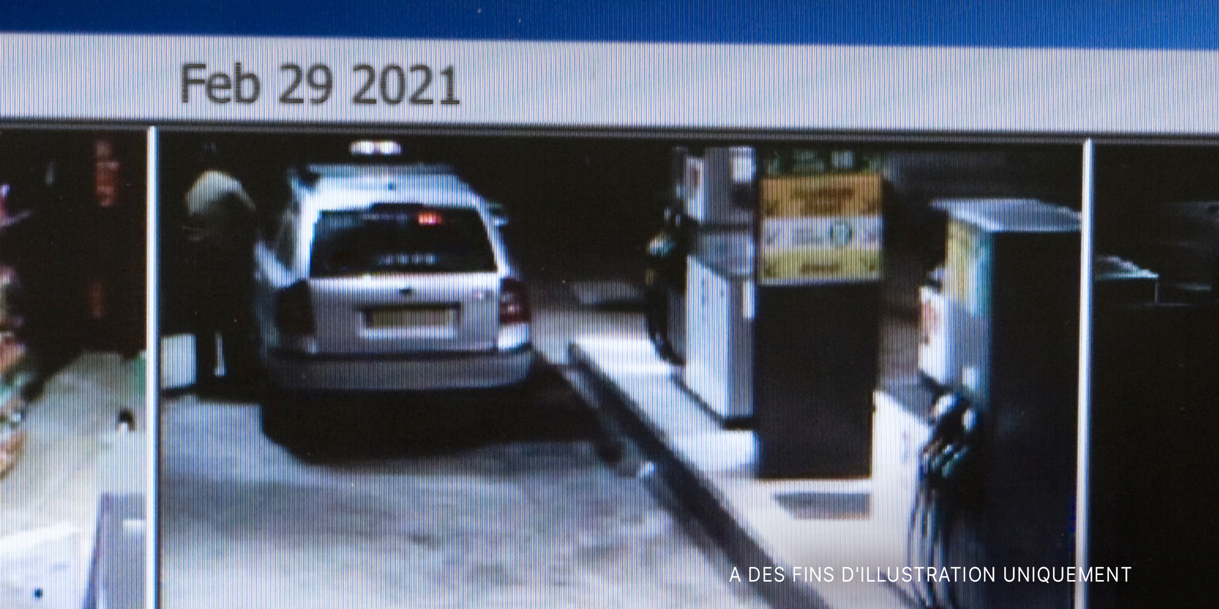 Vidéo de caméra de surveillance montrant une voiture à une station-service | Source : Getty Images