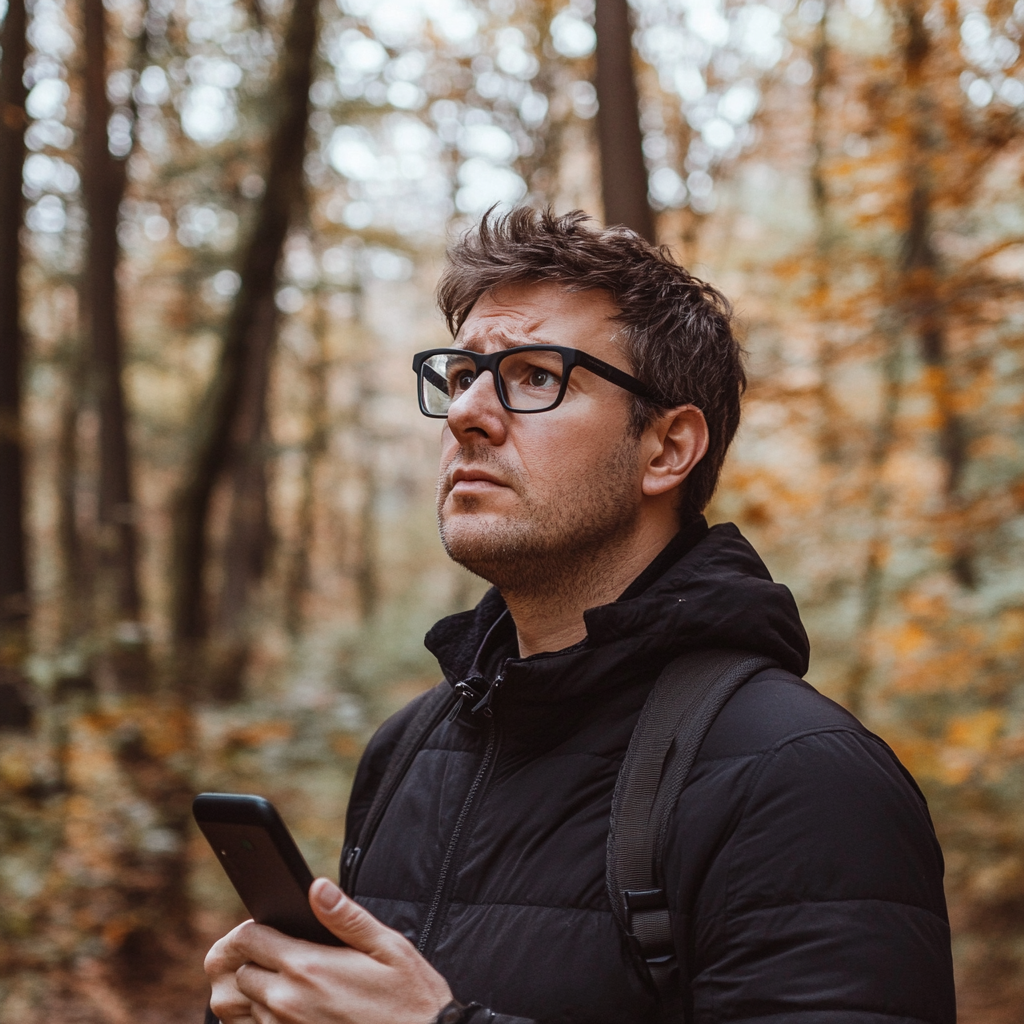 Un homme tenant son téléphone | Source : Midjourney