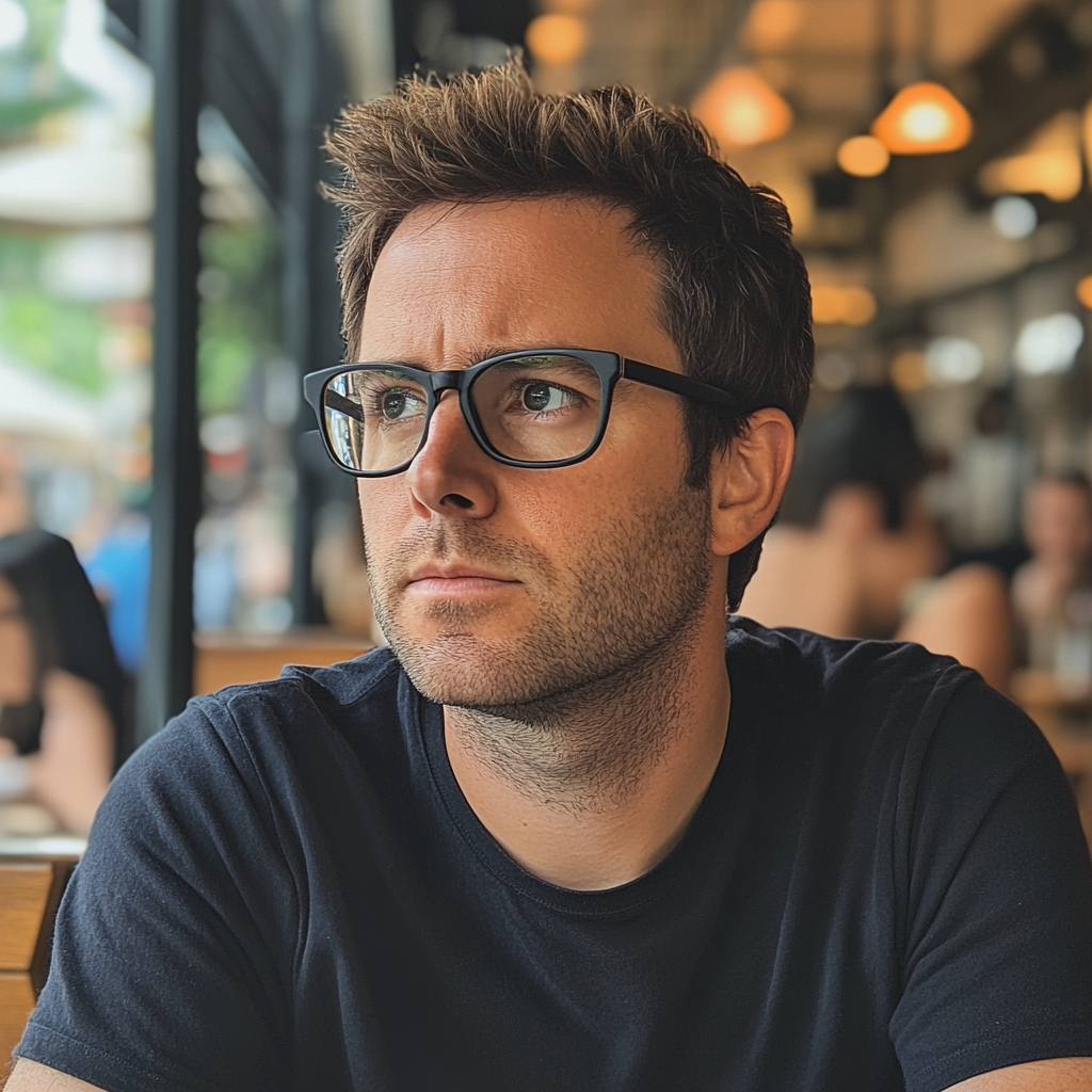 Un homme assis dans un restaurant | Source : Midjourney