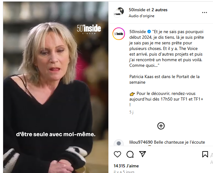 Patricia Kaas | Source : Capture Instagram