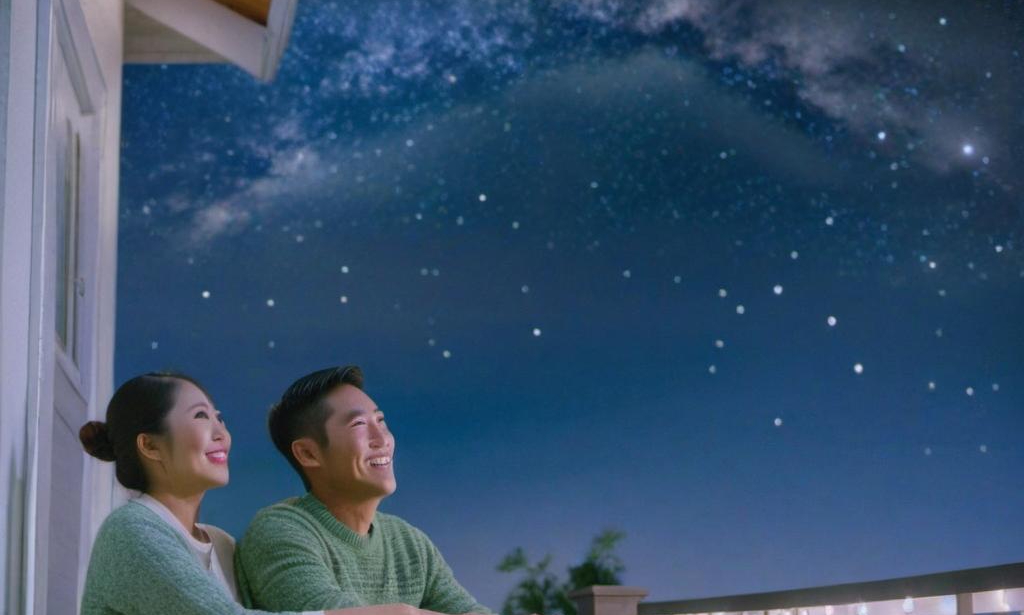 Un couple heureux qui regarde les étoiles | Source : Midjourney