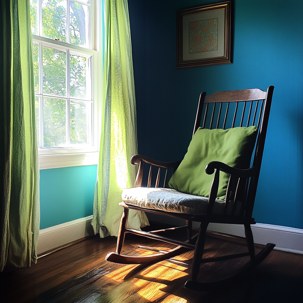 Un fauteuil à bascule dans une chambre à coucher | Source : Midjourney