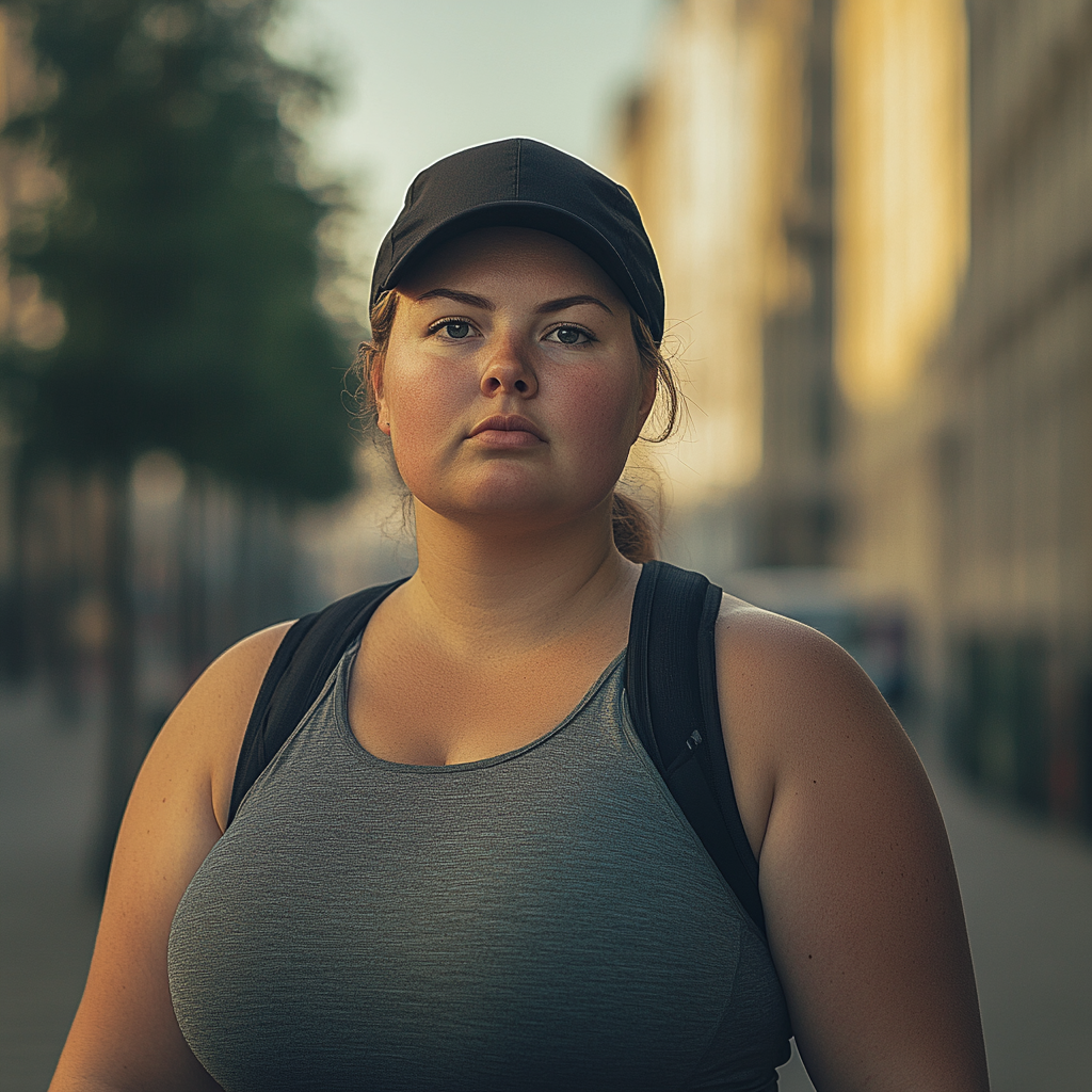 Une femme debout dans une rue | Source : Midjourney