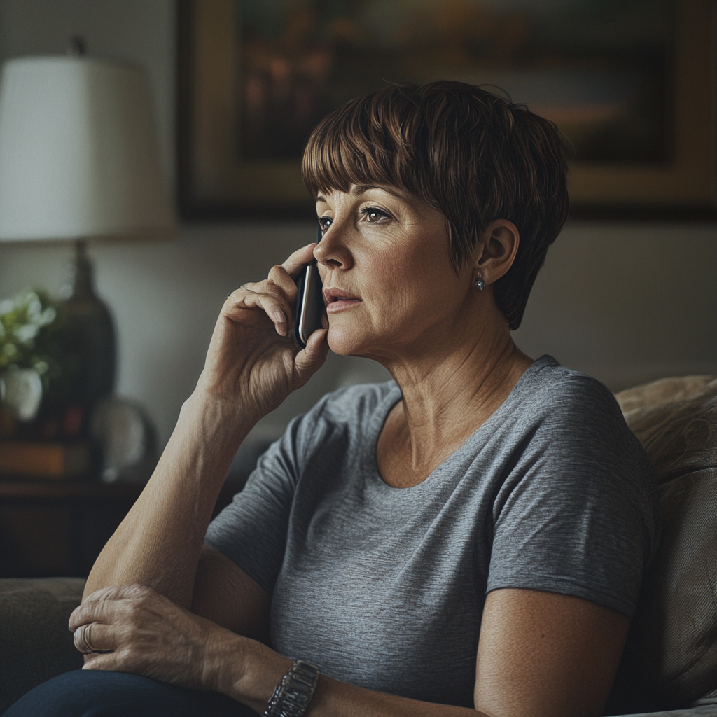 Linette pleine d'espoir sur son téléphone | Source : Midjourney