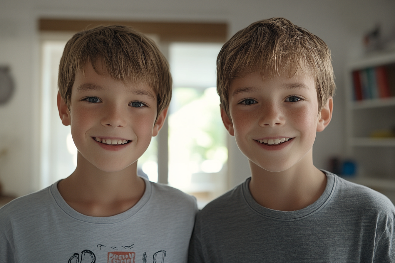 Deux garçons qui sourient | Source : Midjourney