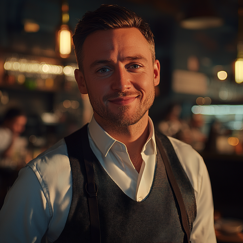 Un homme debout dans son restaurant | Source : Midjourney