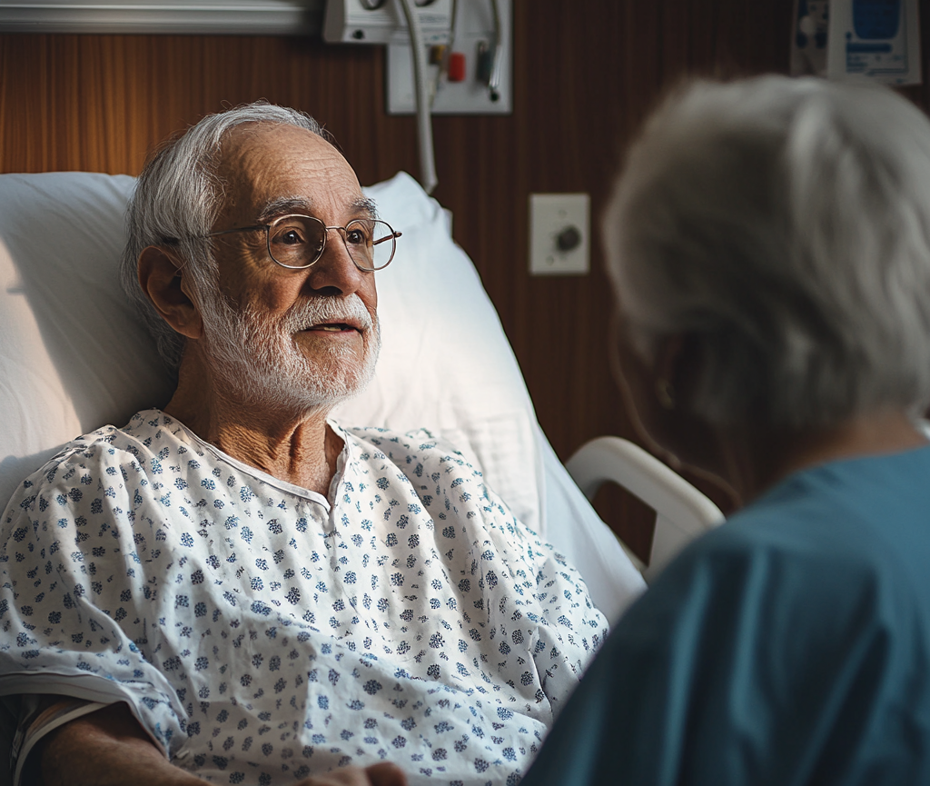 Couple de seniors en pleine conversation | Source : Midjourney