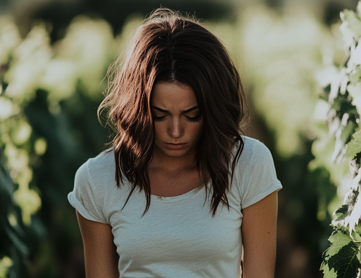Une femme debout dans un vignoble | Source : Midjourney