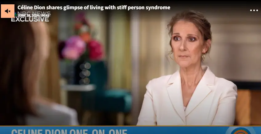 Céline Dion s'ouvre sur son parcours avec le syndrome de la personne raide. | Source : TODAY