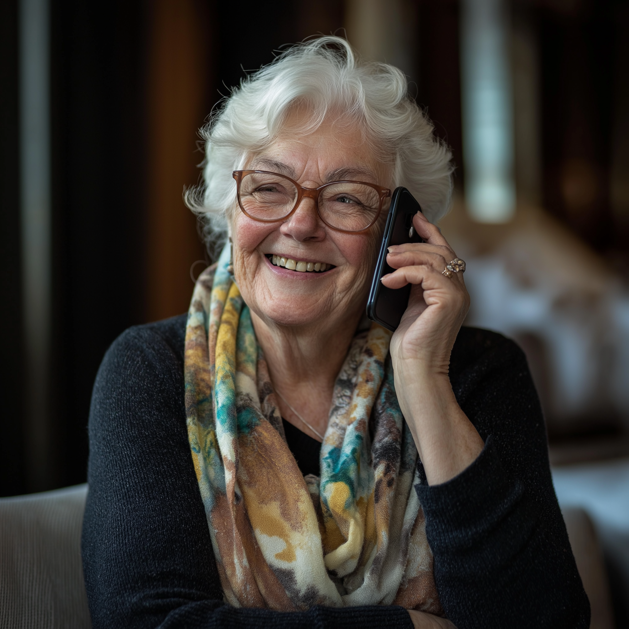 Une femme âgée qui parle au téléphone | Source : Midjourney