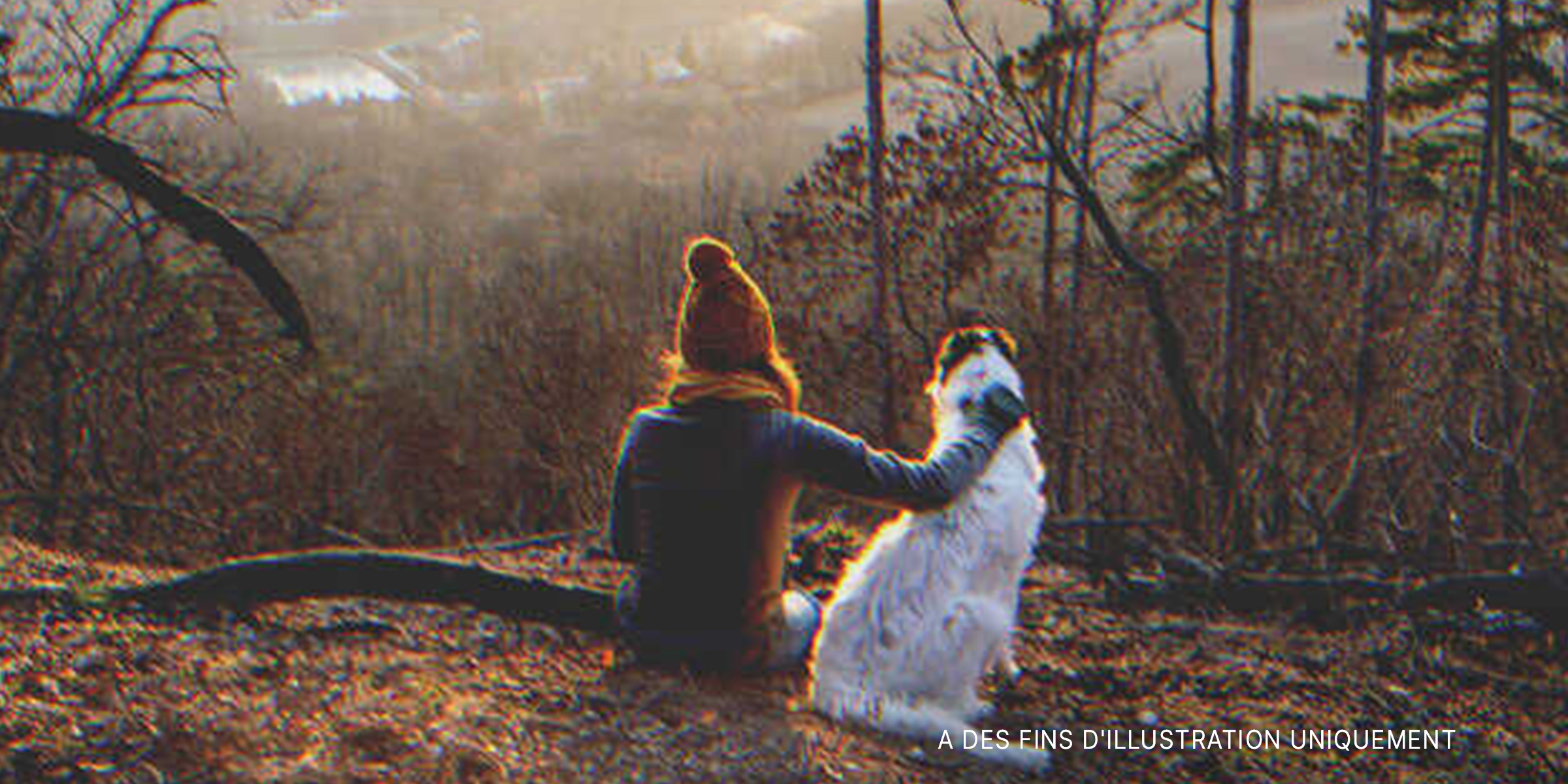 Une femme et chien dans la forêt | Source : Shutterstock