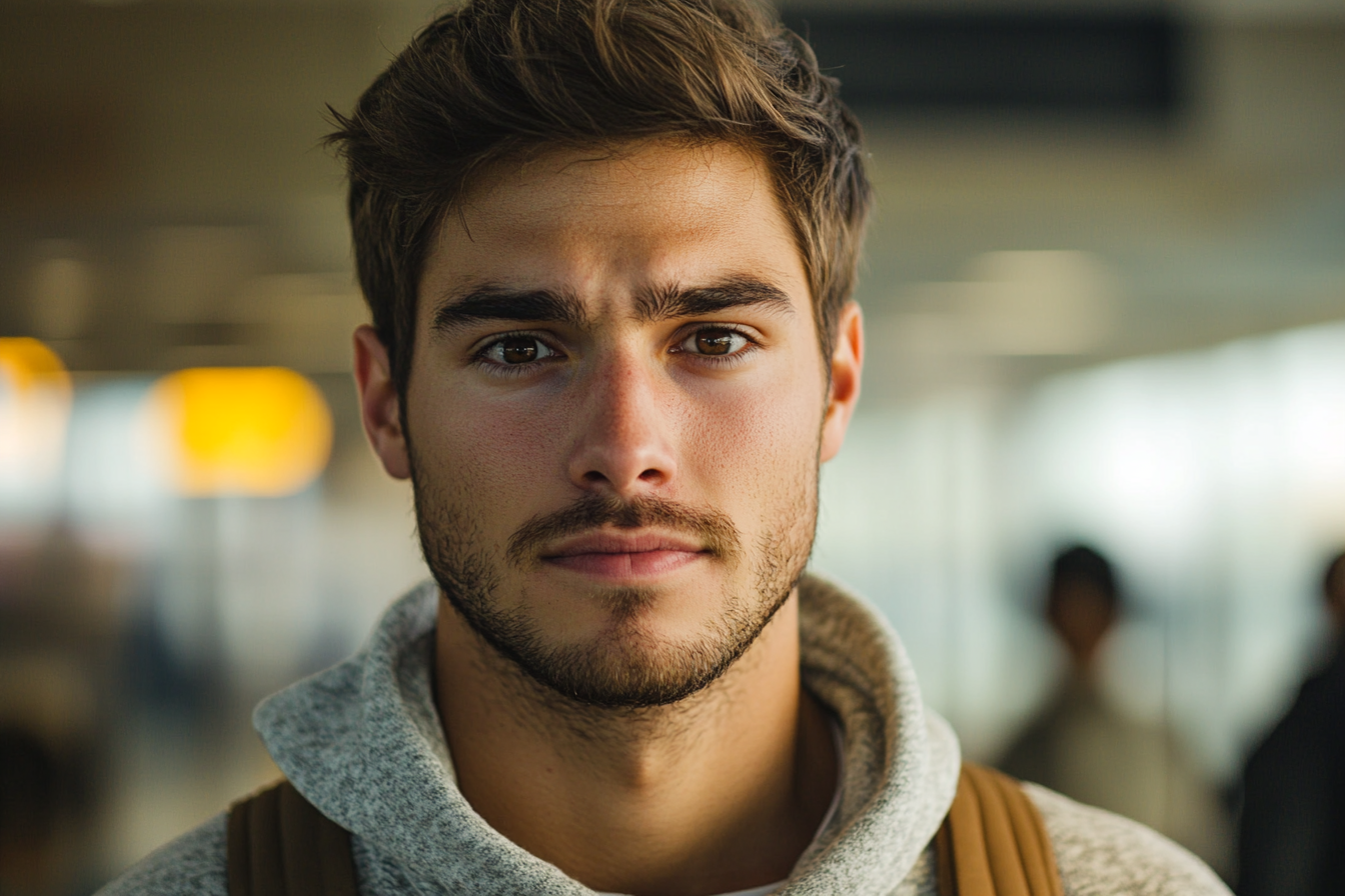 Un homme debout à l'aéroport | Source : Midjourney