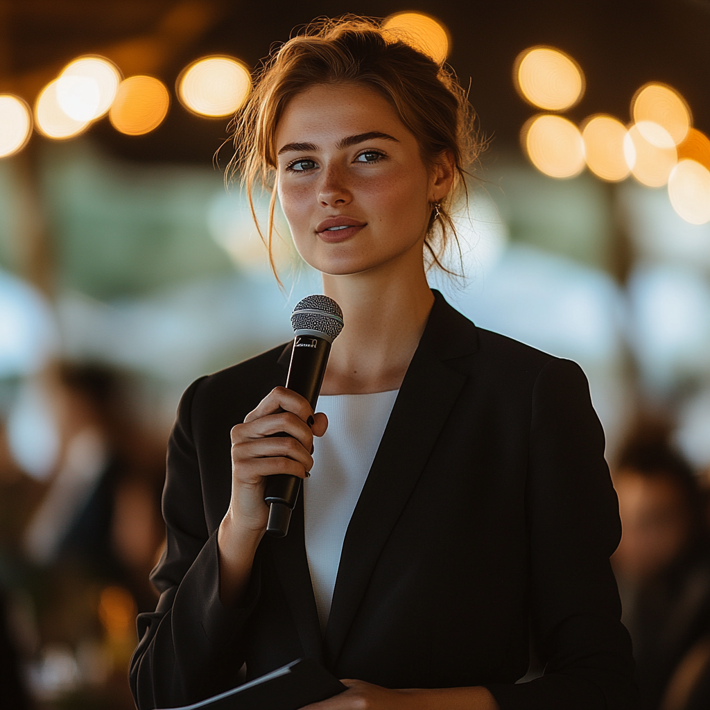 Une femme qui fait un discours | Source : Midjourney