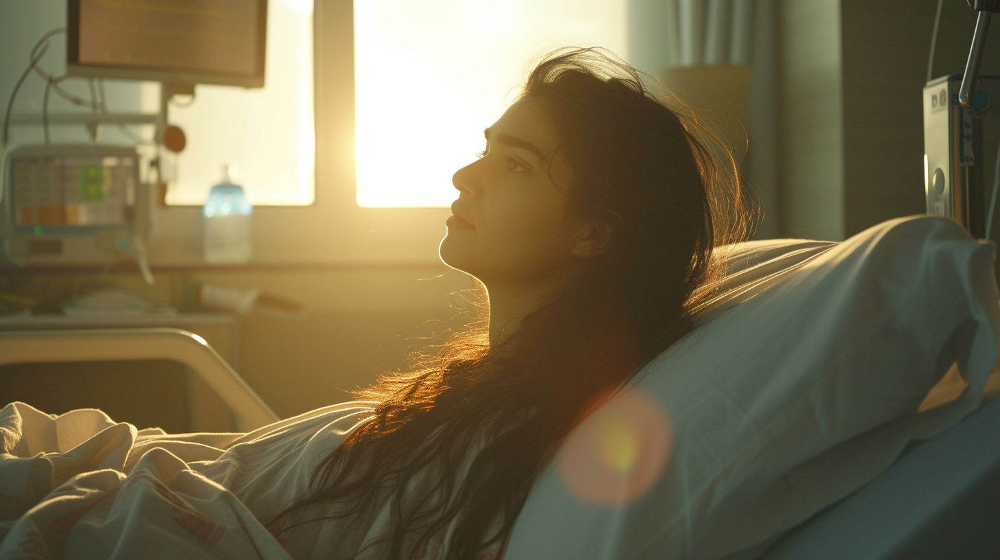 Une femme dans un lit d'hôpital | Source : Midjourney