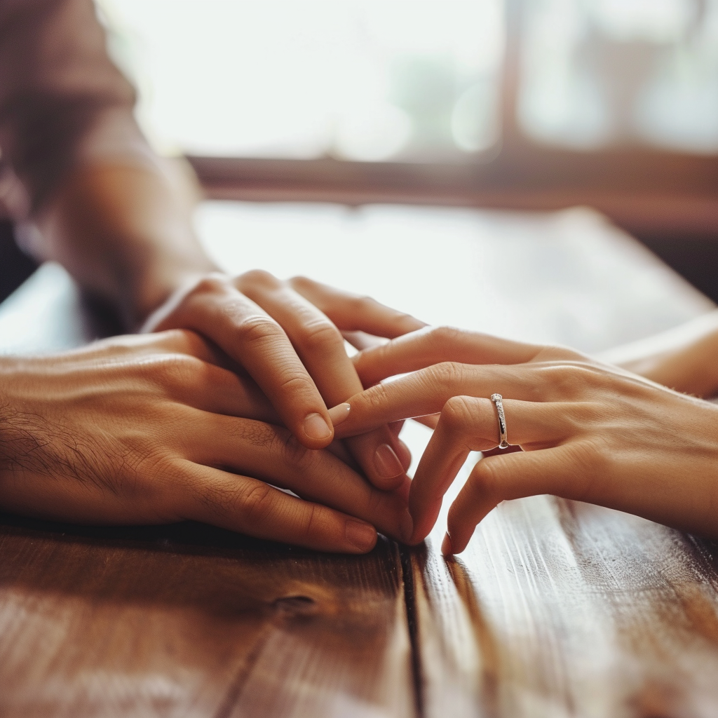 A couple holding hands | Source: Midjourney