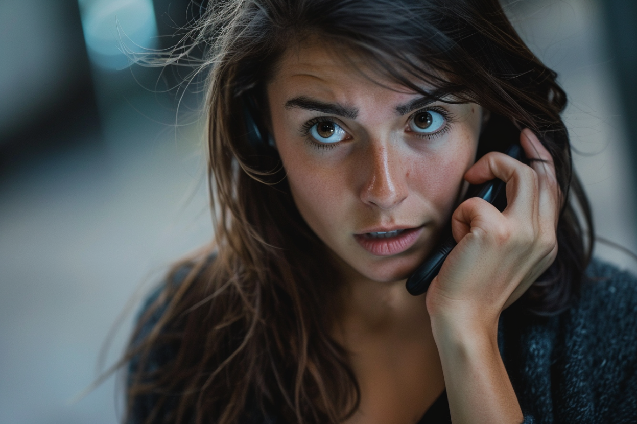 Une femme ayant une conversation téléphonique tendue | Source : Midjourney