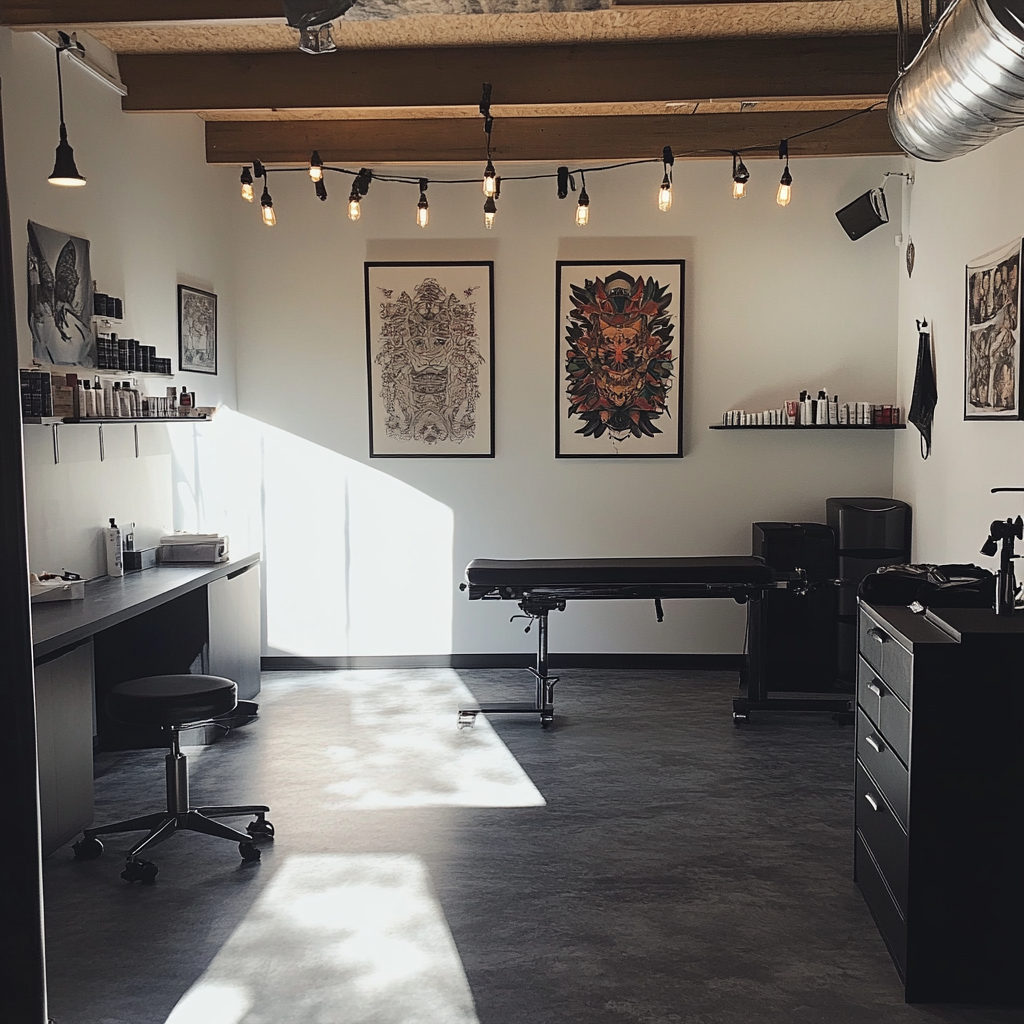 L'intérieur d'un studio de tatouage | Source : Midjourney