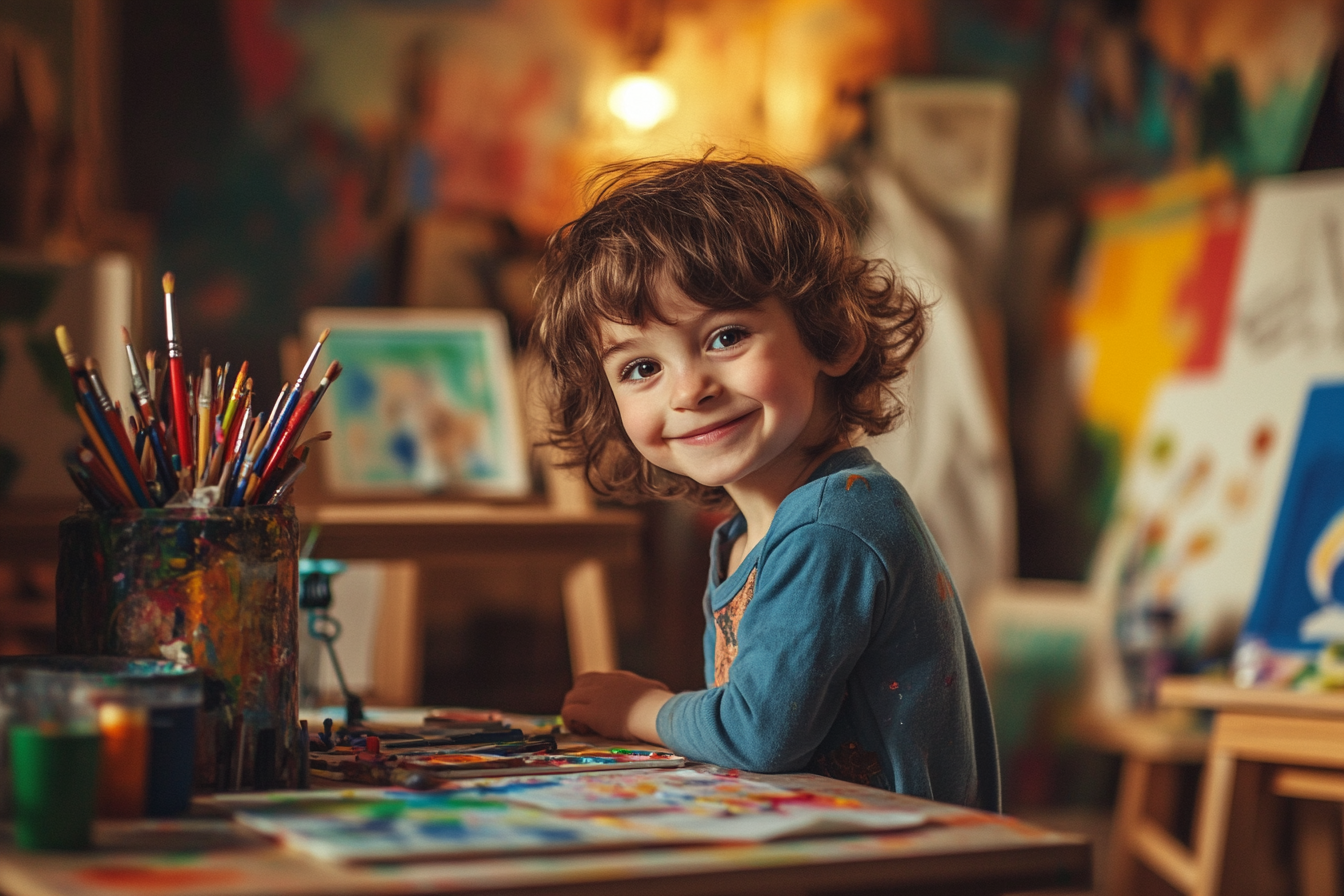 Un enfant assis à une table | Source : Midjourney