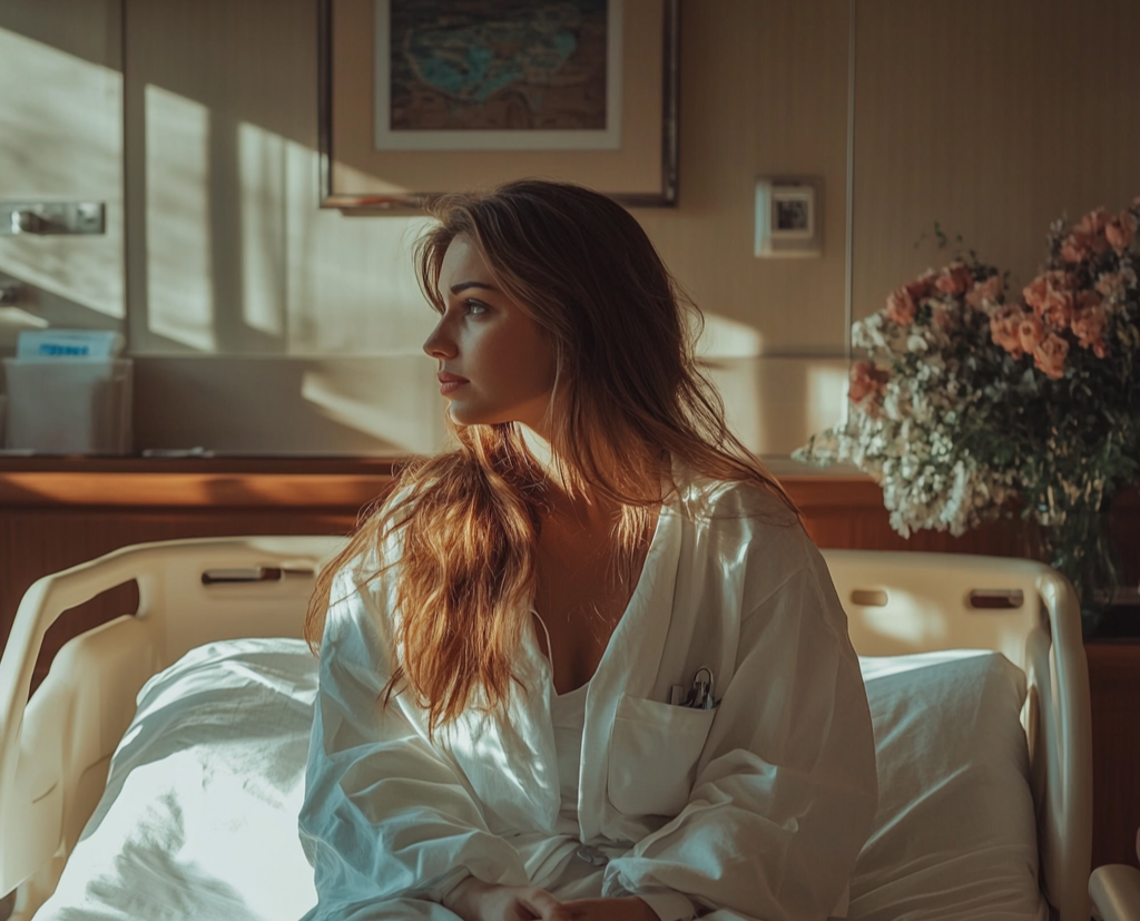 Une femme en deuil dans un lit d'hôpital | Source : Midjourney