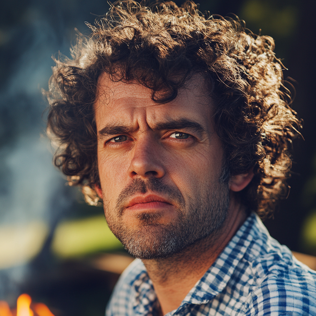 Un homme en colère lors d'un barbecue | Source : Midjourney