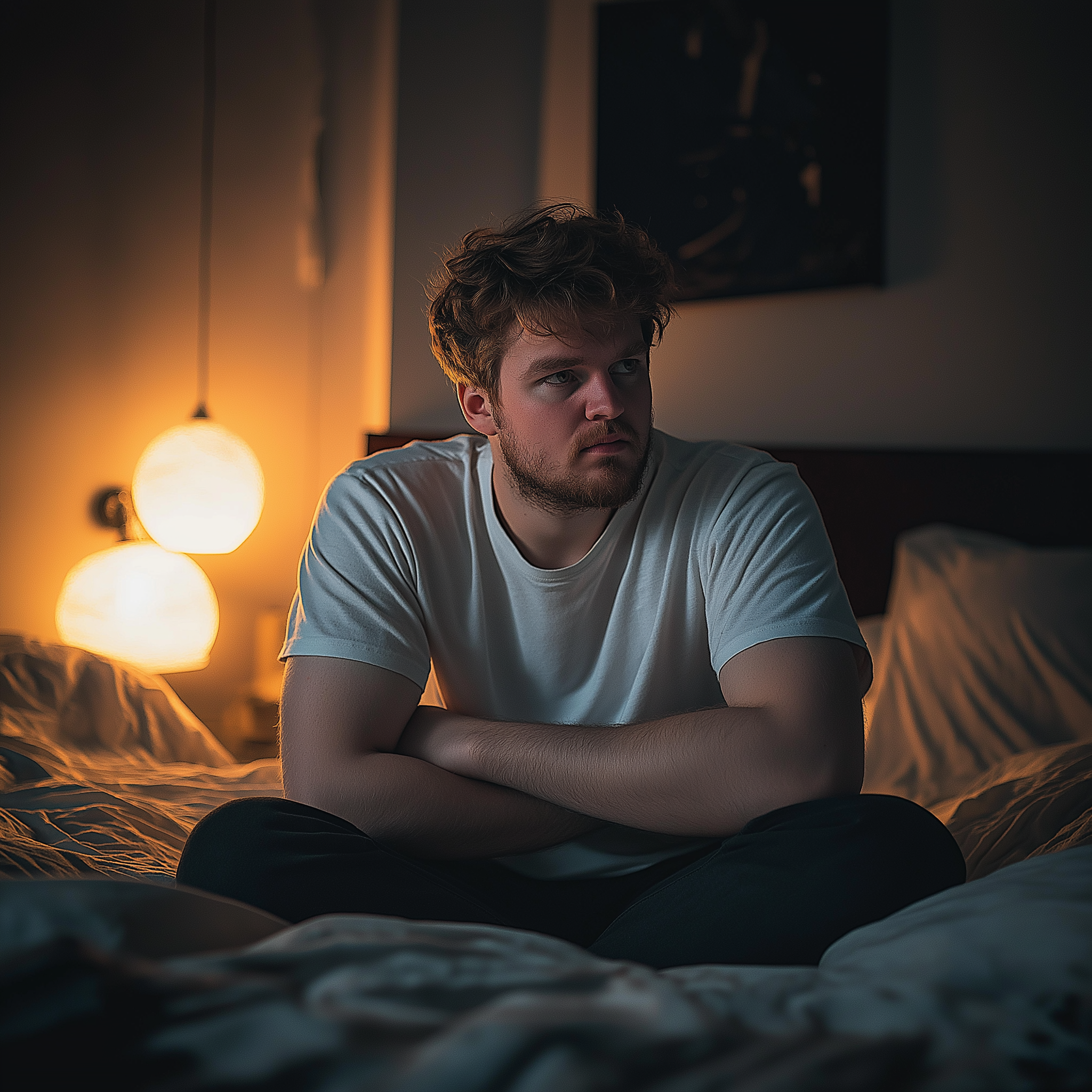 A man sitting in his bed | Source: Midjourney