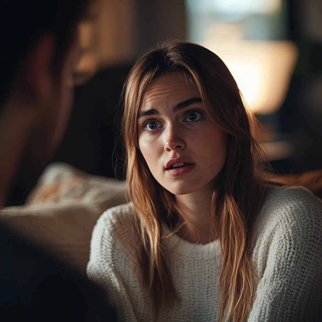 Une femme a l'air choquée alors qu'elle parle à un homme | Source : Midjourney