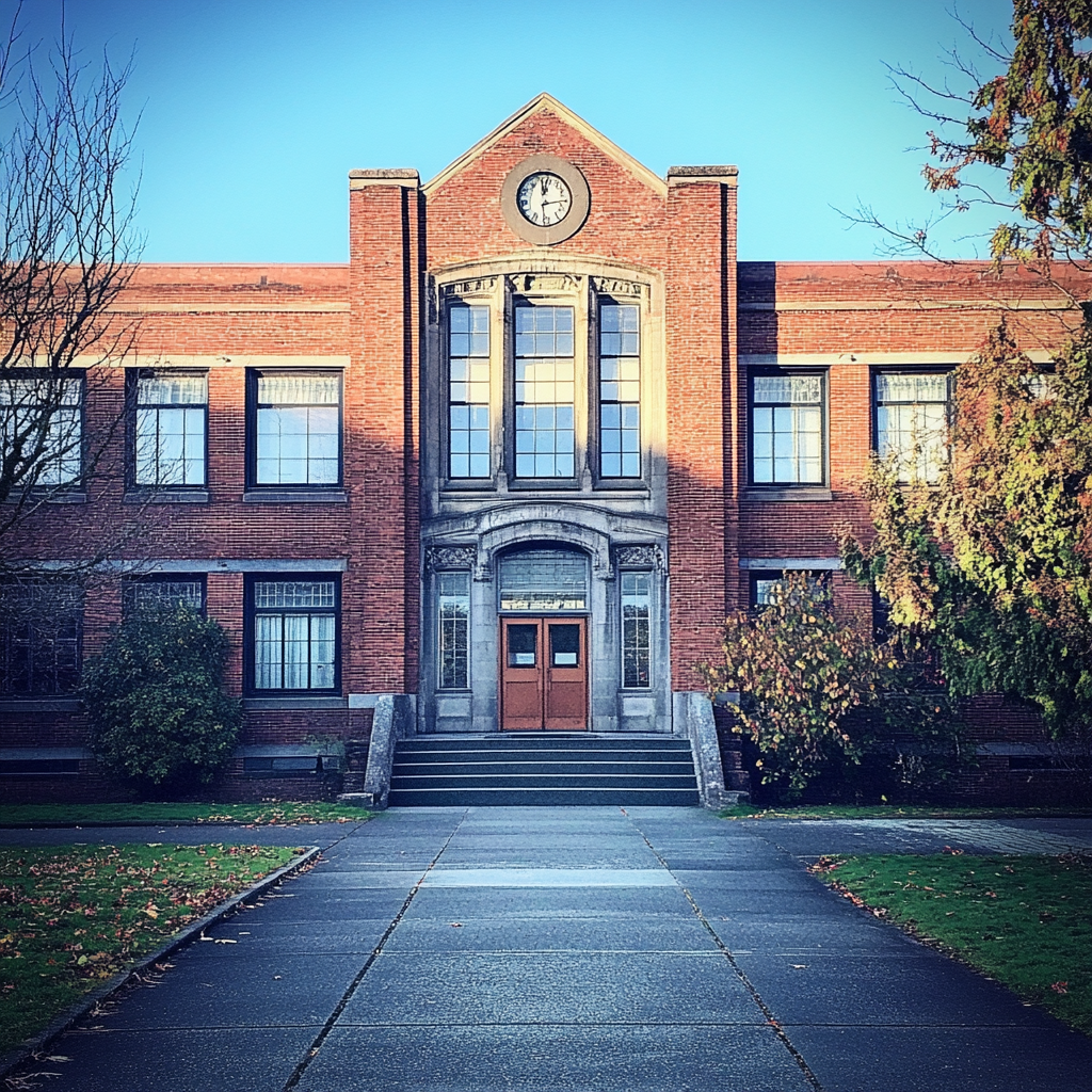 L'extérieur d'un lycée | Source : Midjourney