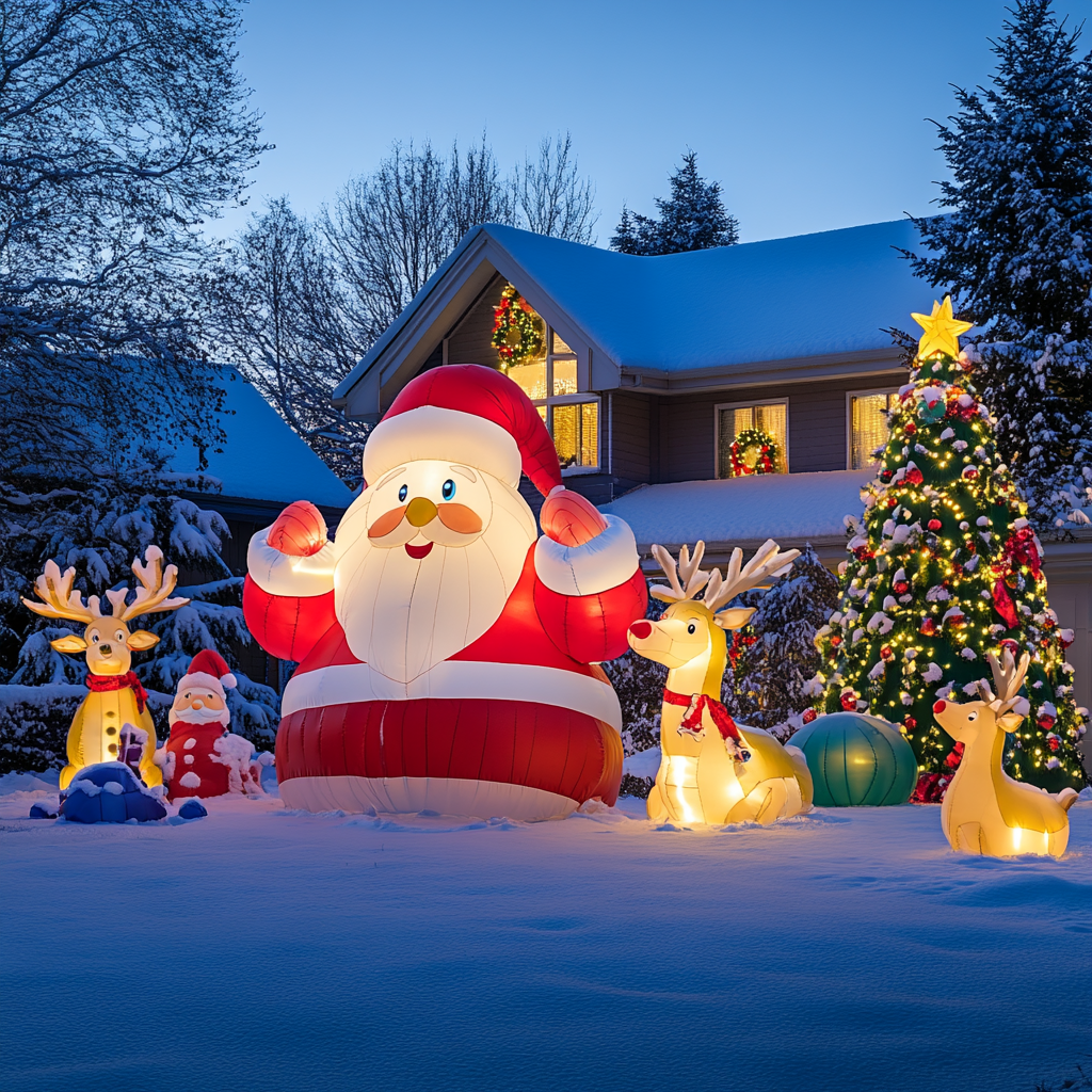 Une cour arborant une superbe décoration de Noël | Source : Midjourney