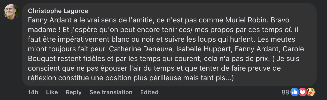 Commentaire d’internaute sur l’affaire Gérard Depardieu | Source : capture Facebook