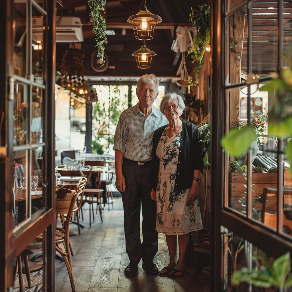 Un couple debout dans un restaurant | Source : Midjourney