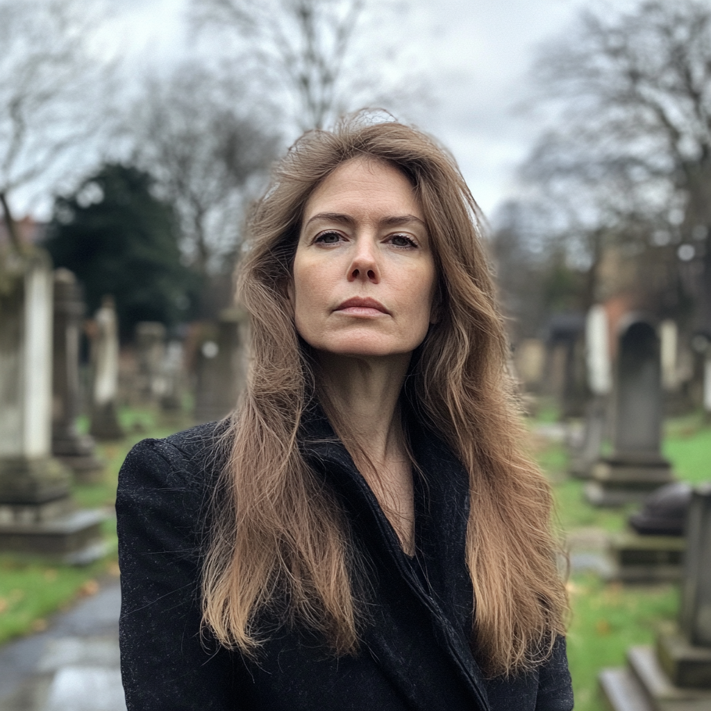 Une femme dans un cimetière | Source : Midjourney