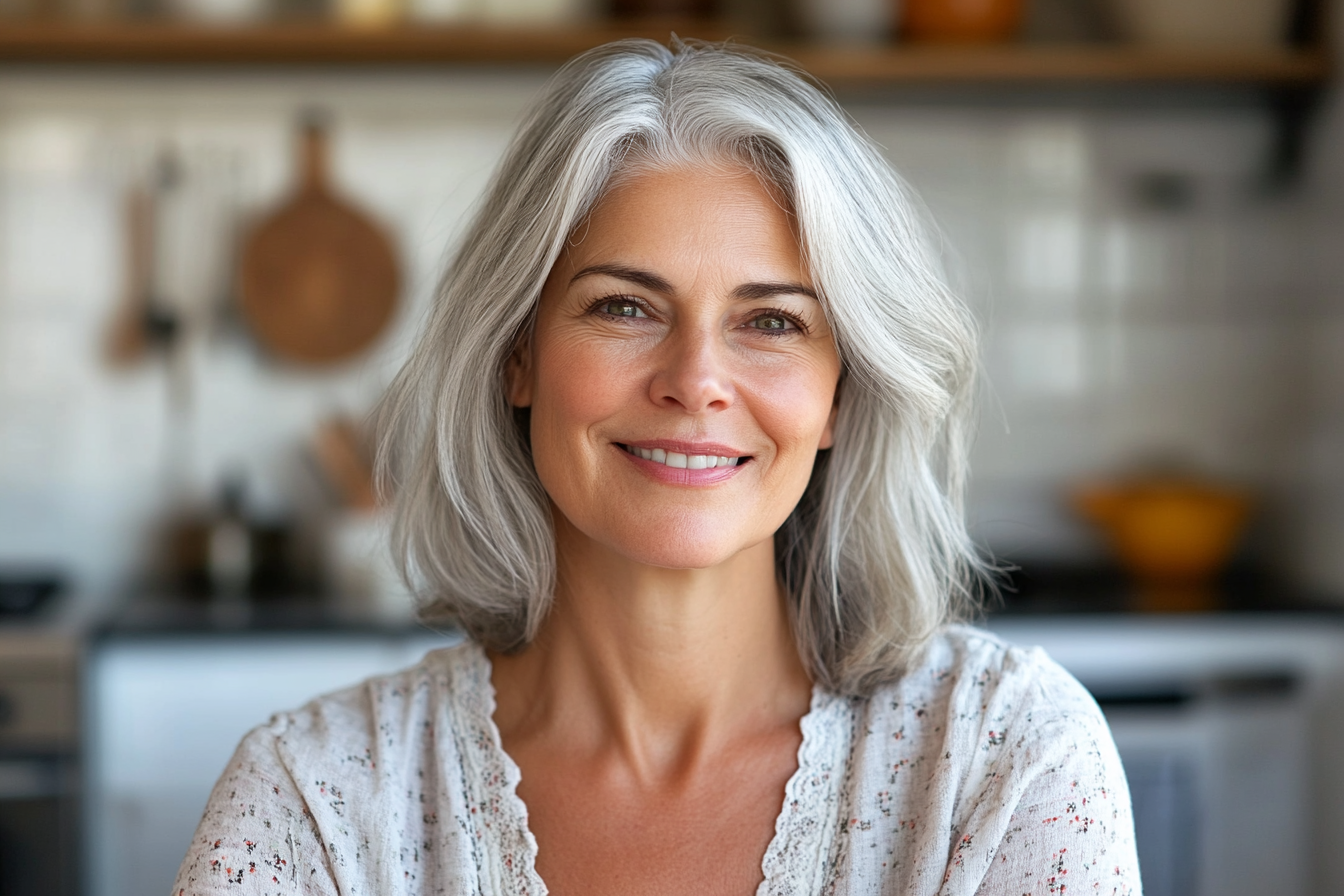 Une femme au sourire forcé | Source : Midjourney