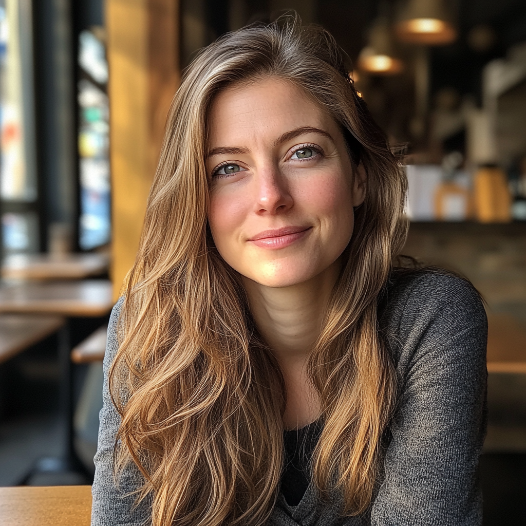 Une femme assise dans un café | Source : Midjourney