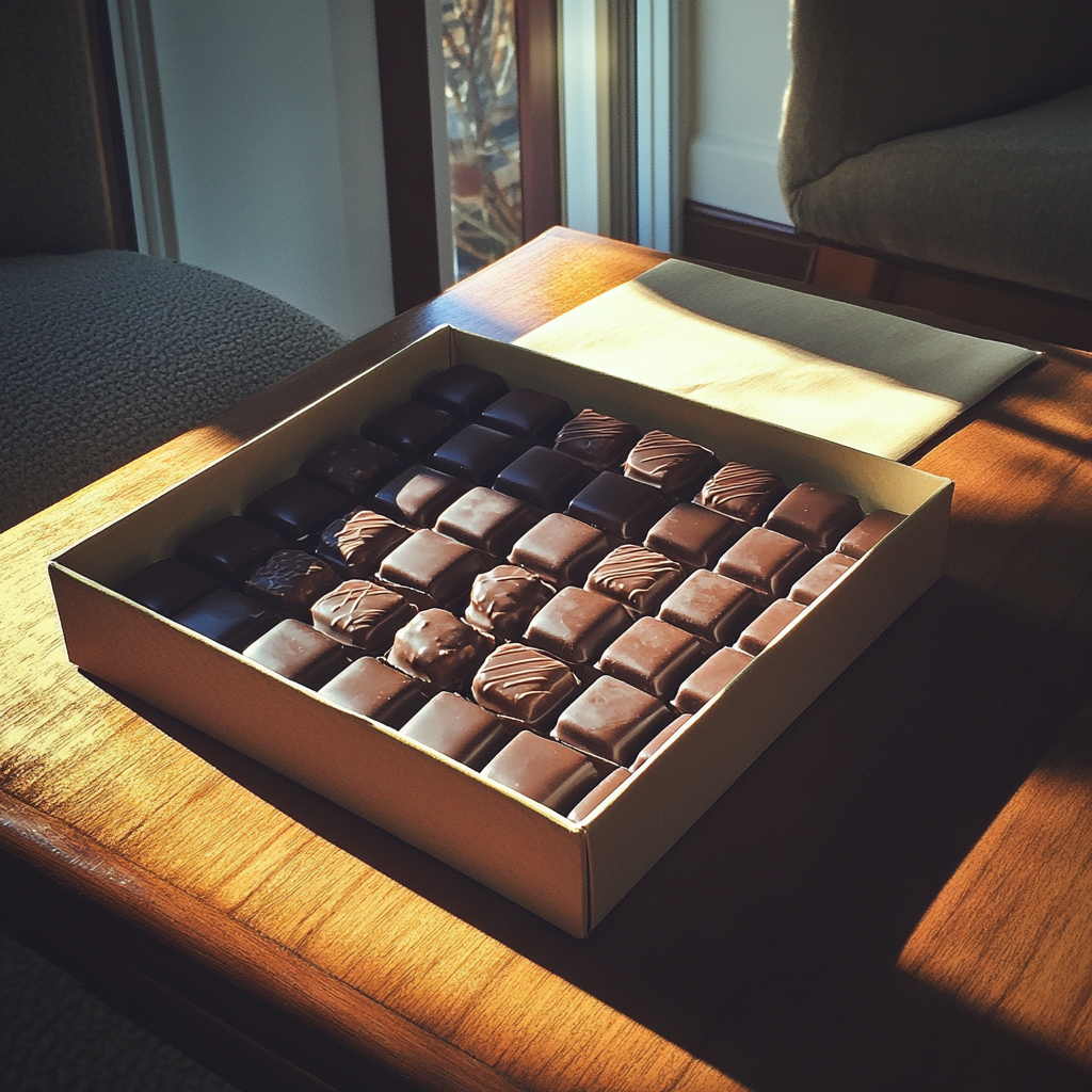 Une boîte de chocolat sur une table basse | Source : Midjourney