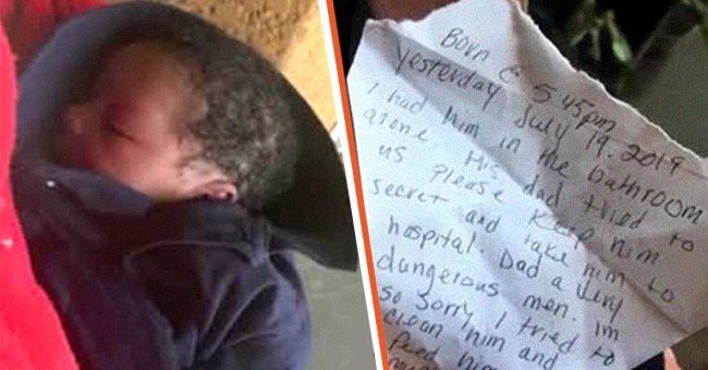 Un bébé abandonné et une lettre écrite par la maman en détresse. | Photo : twitter.com/ScottishSun