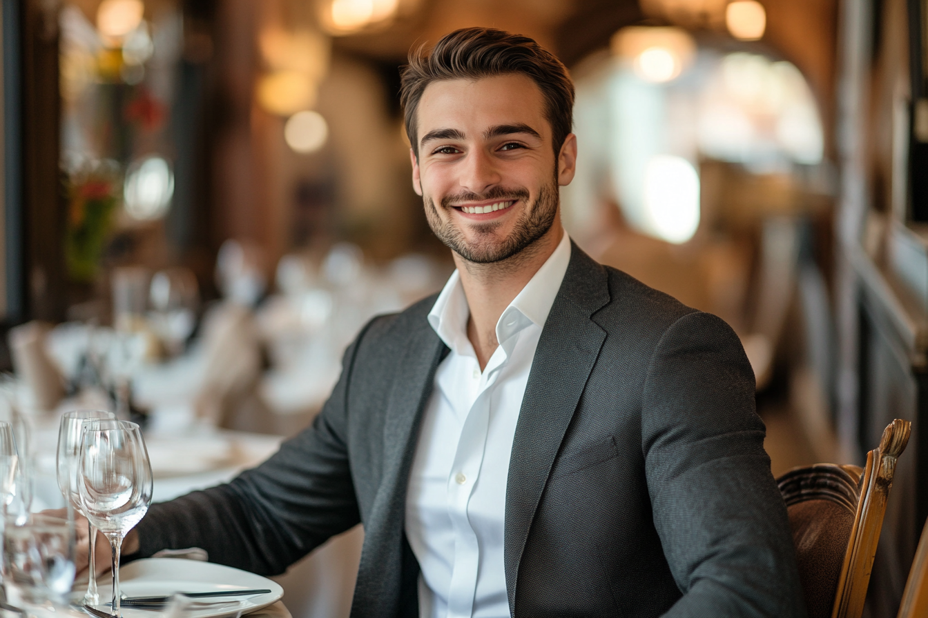 Un homme assis à une table dans un restaurant | Source : Midjourney