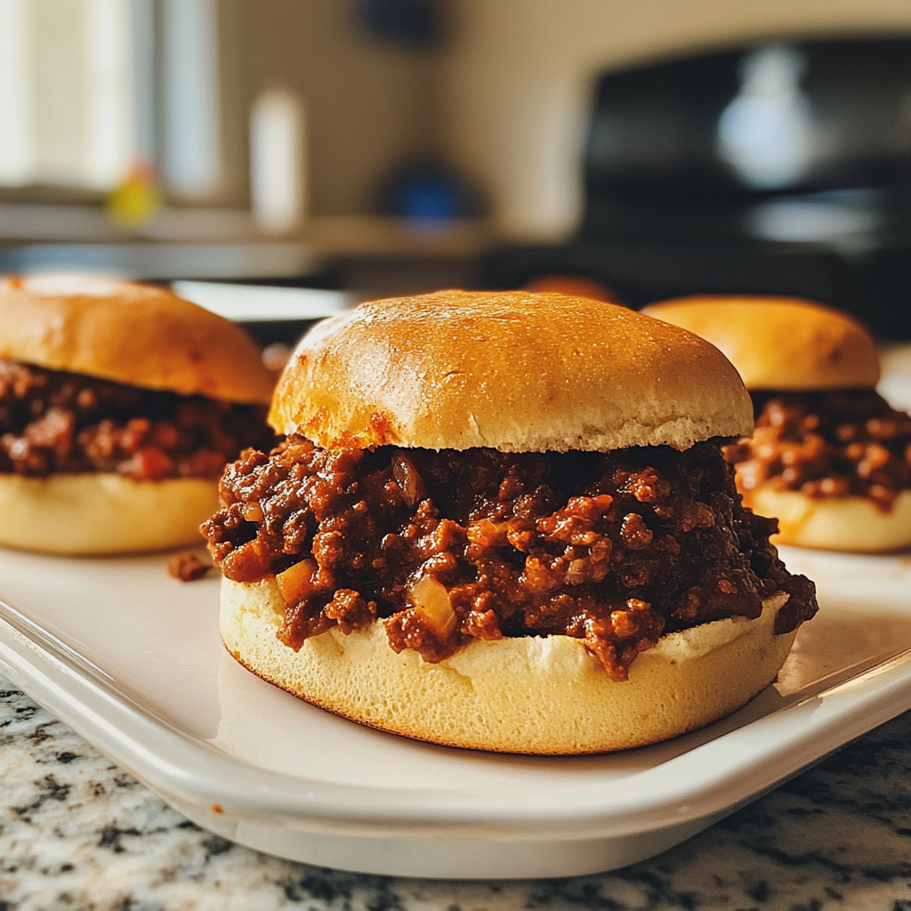 Sloppy joes sur une assiette | Source : Midjourney
