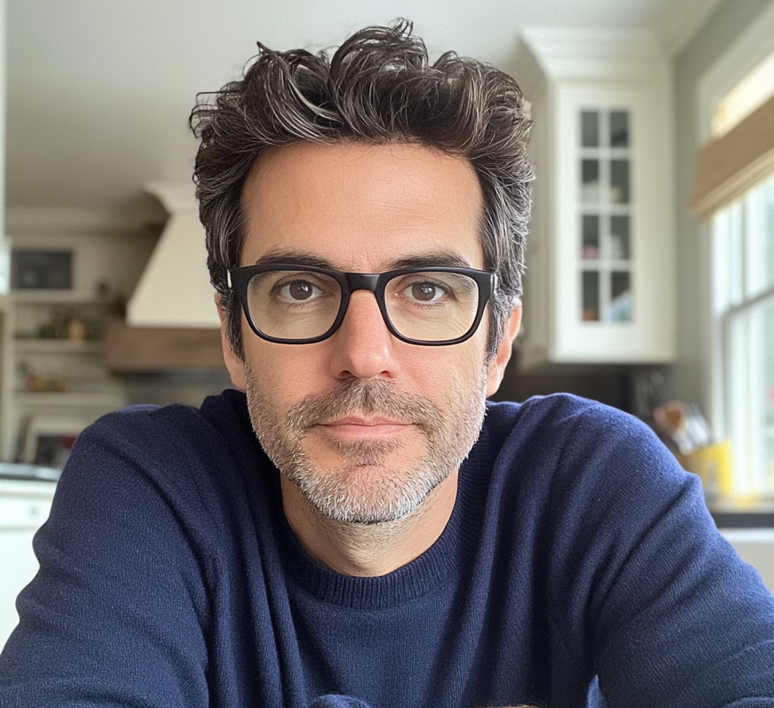 Un homme assis à une table de cuisine | Source : Midjourney