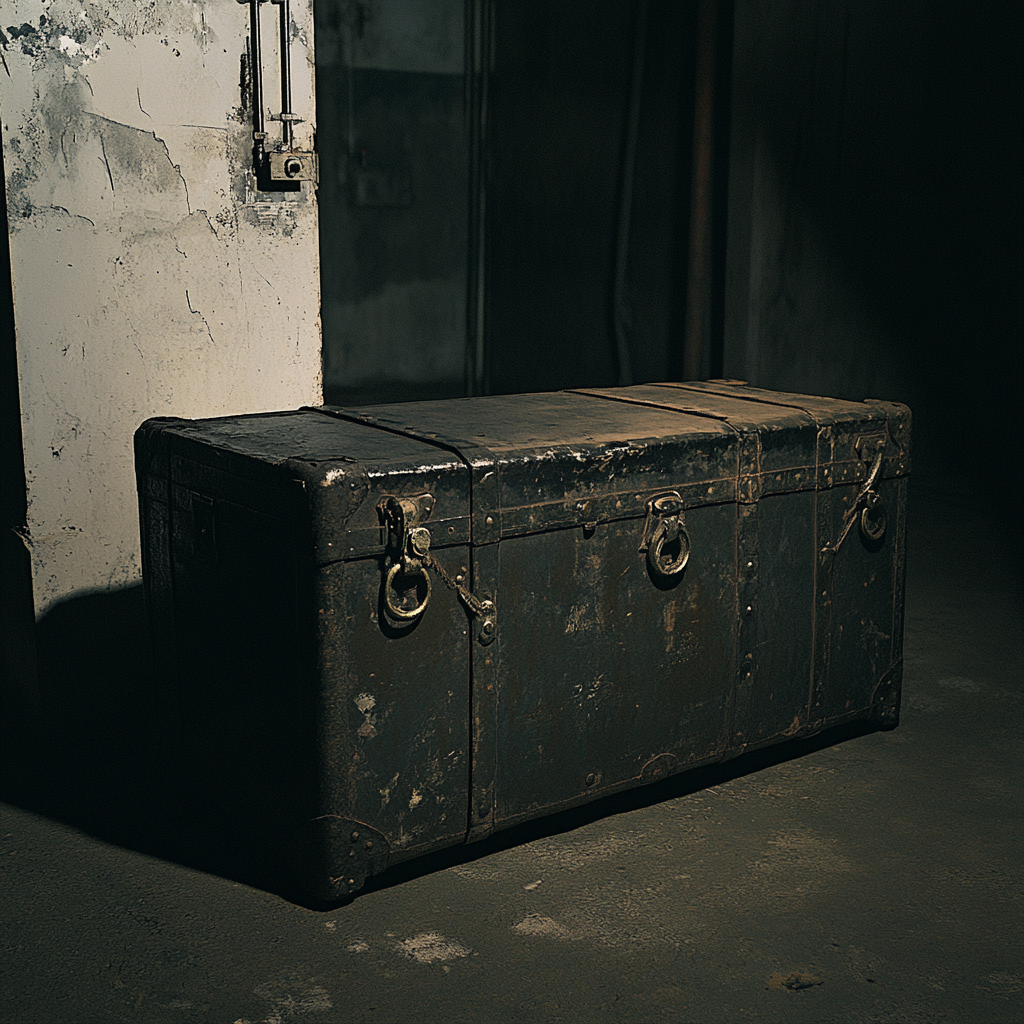 An old iron trunk box in a basement | Source: Midjourney