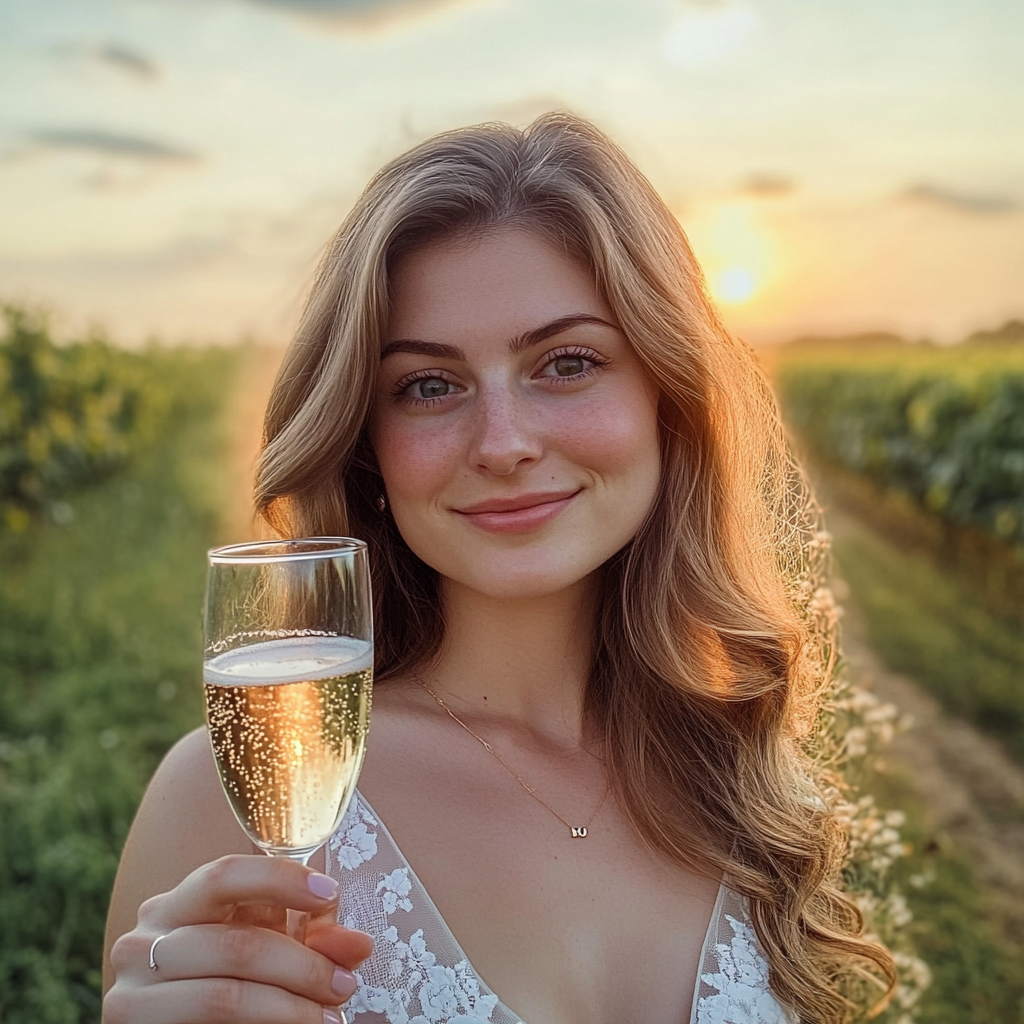 Une demoiselle d'honneur tenant une flûte de champagne | Source : Midjourney