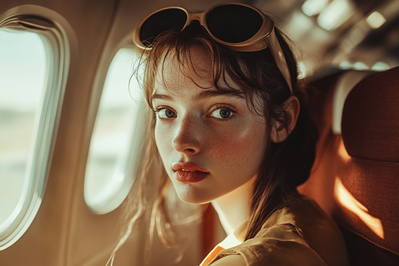 Une jeune femme dans un avion | Source : Midjourney